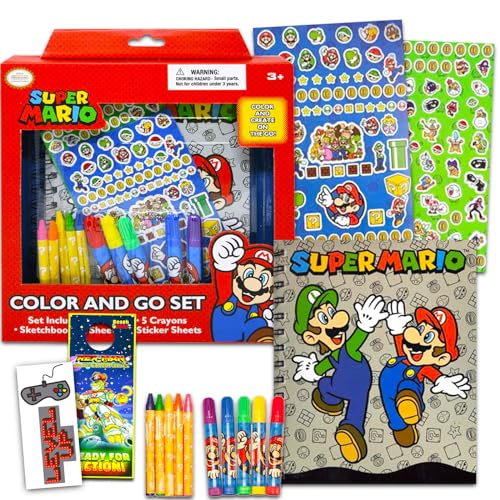Nintendo Super Mario Sketchbook Set for Kids, Toddlers ~ 3 Pc Bundle With Mario Coloring Journal, Stickers, and More (Mario Drawing Pad Activity Kit) Nintendo Store