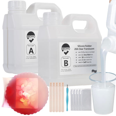 BBDINO Silicone Mold Making Kit 20A, Mold Making Silicone Translucent, Liquid Silicone for Mold Making 1:1 by Volume, Ideal for Casting Resin, Soap,