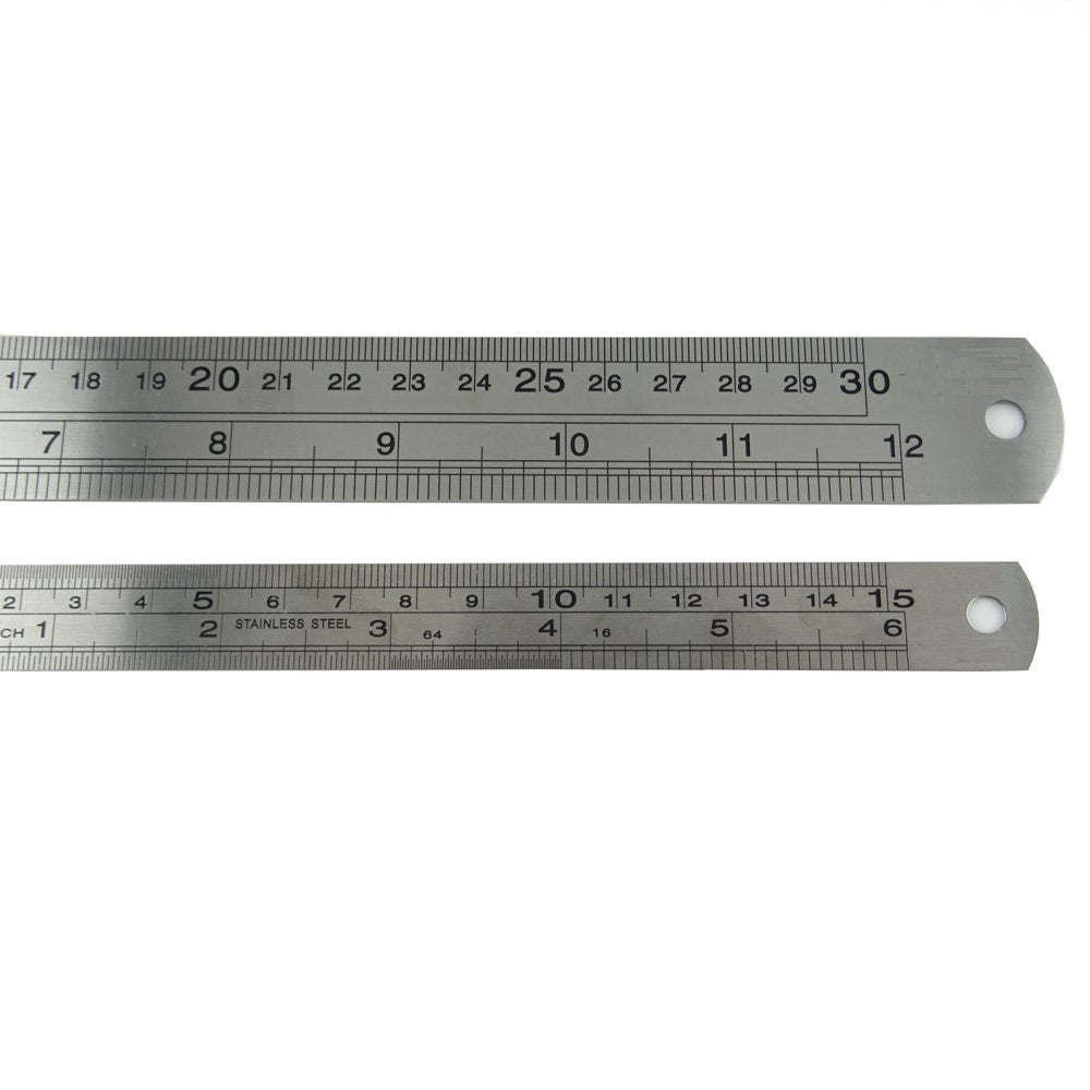 Honbay Stainless Steel Ruler 12 Inch and 6 Inch Double Side Measuring Scale Mark Metal Rule For Office Woodworking Engineering HONBAY