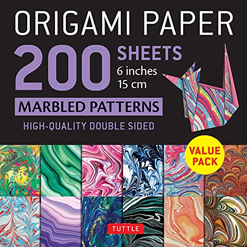 Origami Paper 200 sheets Marbled Patterns 6" (15 cm): Tuttle Origami Paper: Double Sided Origami Sheets Printed with 12 Different Patterns - WoodArtSupply