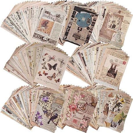 192 Sheets of Scrapbook Paper, Journaling Scrapbooking Supplies Craft Paper Kits Vintage Room Decor Posters Decoupage Paper Ephemera for Junk ARTSMONA