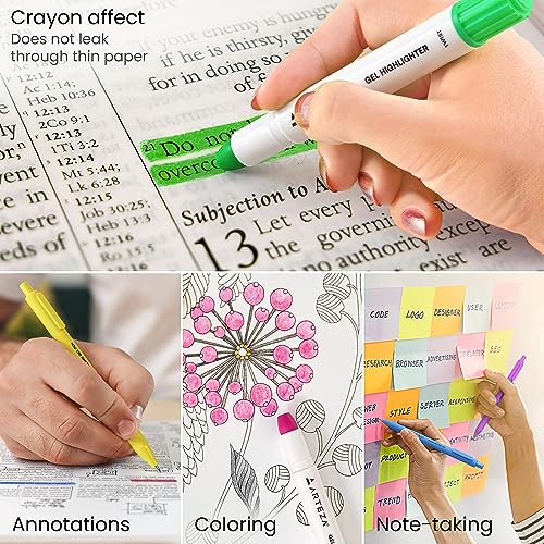 ARTEZA Gel Highlighters & Black Pens Set, Pack of 24 with Sharpener, Smudge-Free, Essential Office and School Writing Supplies, for Bibles, Books, ARTEZA
