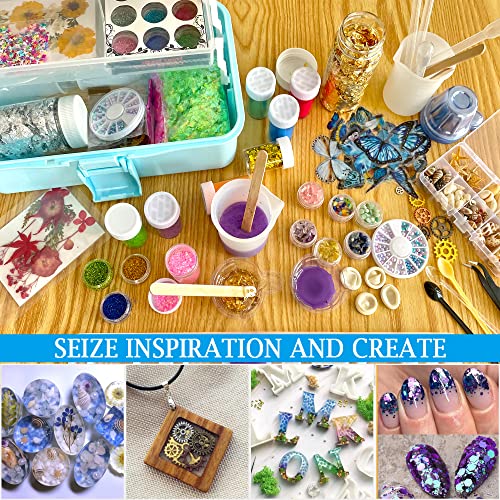 Resin Decoration Accessories Kit,Resin Supplies Kit for Beginner,with Dried Flowers,Butterfly Stickers,Resin Mica Powder and Fillers,Resin Measuring Myzzxt
