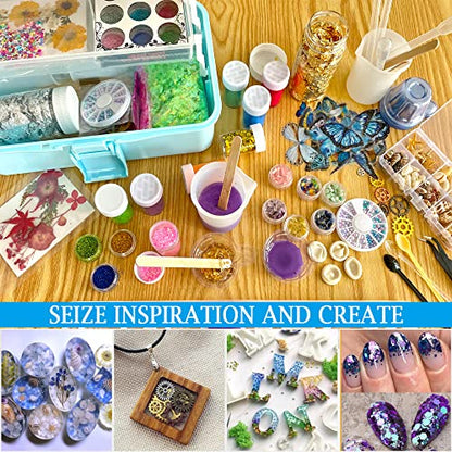 Resin Decoration Accessories Kit,Resin Supplies Kit for Beginner,with Dried Flowers,Butterfly Stickers,Resin Mica Powder and Fillers,Resin Measuring - WoodArtSupply