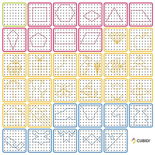 CUBIDI® Wooden Geoboards with Rubber Bands | Montessori Toys for 4+ Year Old Kids | Geo Boards for Classroom | Stem Toys | Educational Toys for 4 CUBIDI