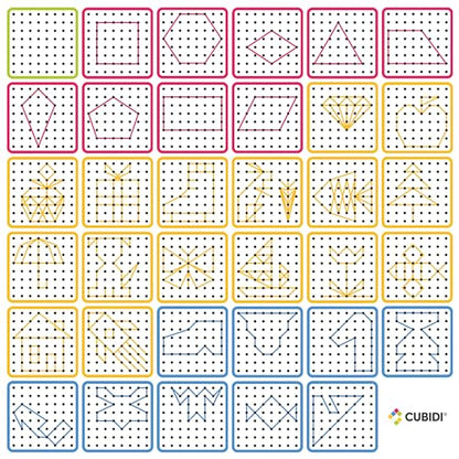 CUBIDI® Wooden Geoboards with Rubber Bands | Montessori Toys for 4+ Year Old Kids | Geo Boards for Classroom | Stem Toys | Educational Toys for 4 - WoodArtSupply