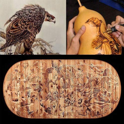 Wood Burning Kit 110V 50W Multifunction Laser Pyrography Machine Professional Wood Burner Tools with 2 Pyrography Pens 20 Assorted Tips Gourd Wood ele ELEOPTION