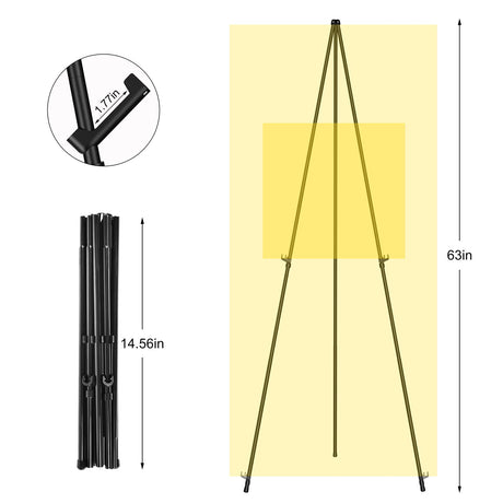 SunyesYoon Display Black Easel Stand for Wedding Sign - Artist Instant Tripod Collapsible Portable Floor Easel for Posters- 63" Adjustable Easy SunyesYoon