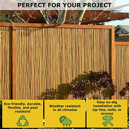 Backyard X-Scapes Natural Bamboo Fencing Decorative Rolled Fence Panel 1 in D x 4 ft H x 8 ft L