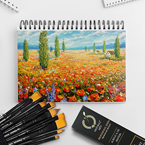 Pinturale Arts Set of 12 Brushes for Acrylic & Oil Painting | Acrylic & Oil Masters | Acrylic Paint Brush Set | Handmade Professional Oil Paint Brush Pinturale Arts