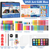 Soucolor Art Supplies, 283 Pieces Drawing Set Art Kits with Trifold Easel, 2 Drawing Pads, 1 Coloring Book, Crayons, Pastels, Arts and Crafts Gifts Soucolor