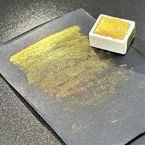 Art Whale Metallic Watercolor 24 Colors in Half-Pans with Waterbrush - Highly Pigmented Tin Box for Painters, Professionals, Beginners, Hobbyists, Art Whale