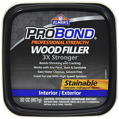 Elmers ProBond Professional Strength All Purpose Wood Filler, 32 Ounce Tub, Interior/Exterior Stainable (Pack of 1)