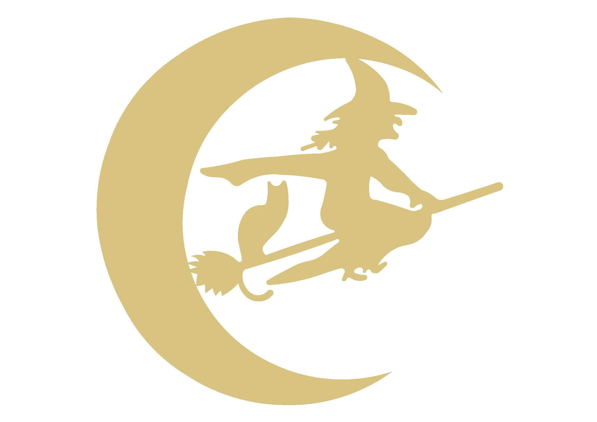 Witch Moon Cutout Unfinished Wood Halloween Decor Door Hanger Halloween Party MDF Shaped Canvas Style 1 Diverse Woodworking