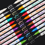 Sunshilor Dual Tip Metallic Marker Pens, Brush and Fine Point Pens for Black Paper, Rock Painting, Easter Egg, Halloween Pumpkin, Card Making, Metal, Sunshilor