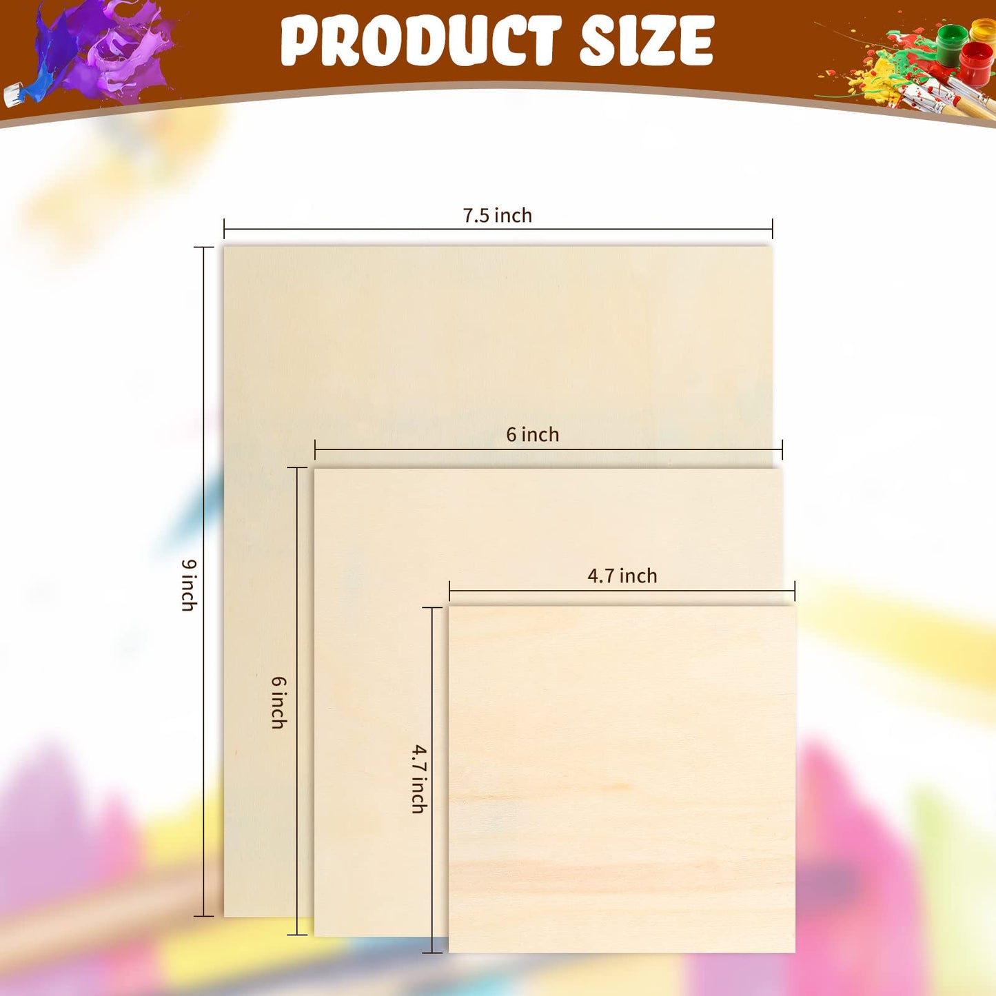12 Pieces Wood Canvas Boards Unfinished Wooden Panel Boards Wood Paint Pouring Panels for Painting Drawing Home Decor, 3 Sizes