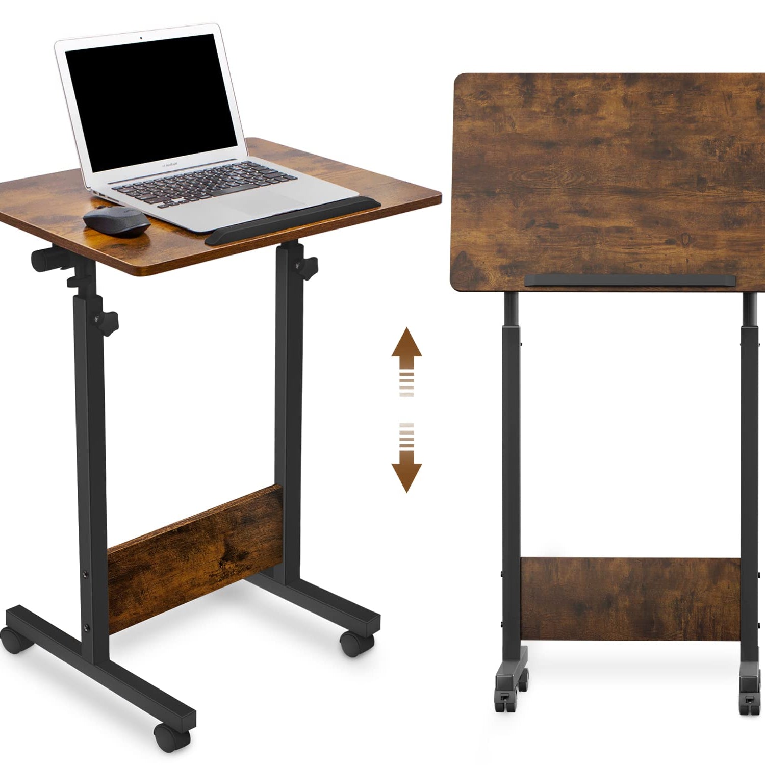 KOUPA Height Adjustable Mobile Standing Desk 16×24 in,360° Flip Desk Stand Desk Home Office Table Standing Desk for Small Space Offices,Easy to KOUPA