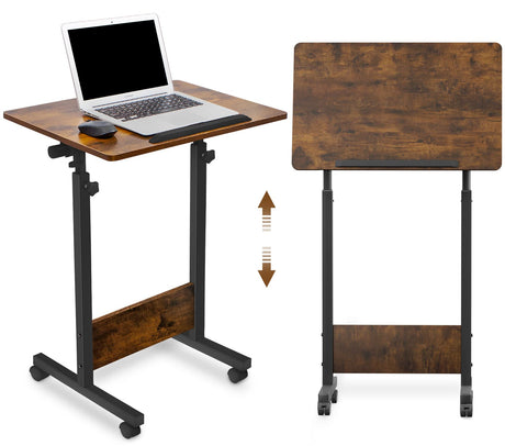 KOUPA Height Adjustable Mobile Standing Desk 16×24 in,360° Flip Desk Stand Desk Home Office Table Standing Desk for Small Space Offices,Easy to KOUPA