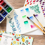 30 Sheets Watercolor Paper Pad, A5 (8.3 x 5.8") Cold Press Watercolor Paper, 140 lb/300 GSM Tearable Water Color Pad Christmas Gifts for Art Prudiut