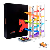 WOOD CITY Toddler Toys for 1 2 3 Years Old, Wooden Car Ramp Racer Toy Vehicle Set with 7 Mini Cars & Race Tracks, Montessori Toys for Toddlers Boys WOOD CITY