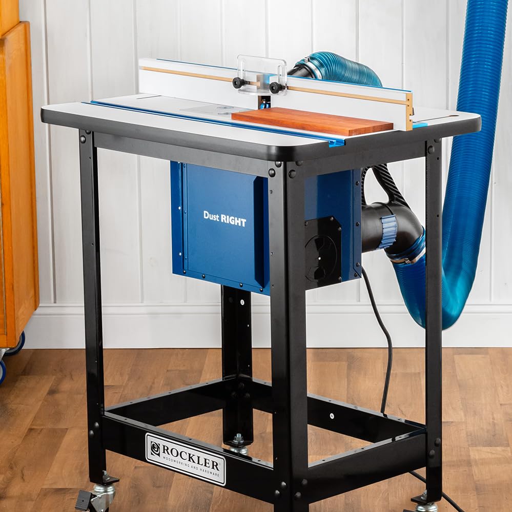 Router Table Dust Bucket w/Dual Port - Dust Collector Woodworking Bucket Mounted on Side or Back - Router Table Accessories Compatible w/Full-Size ROCKLER