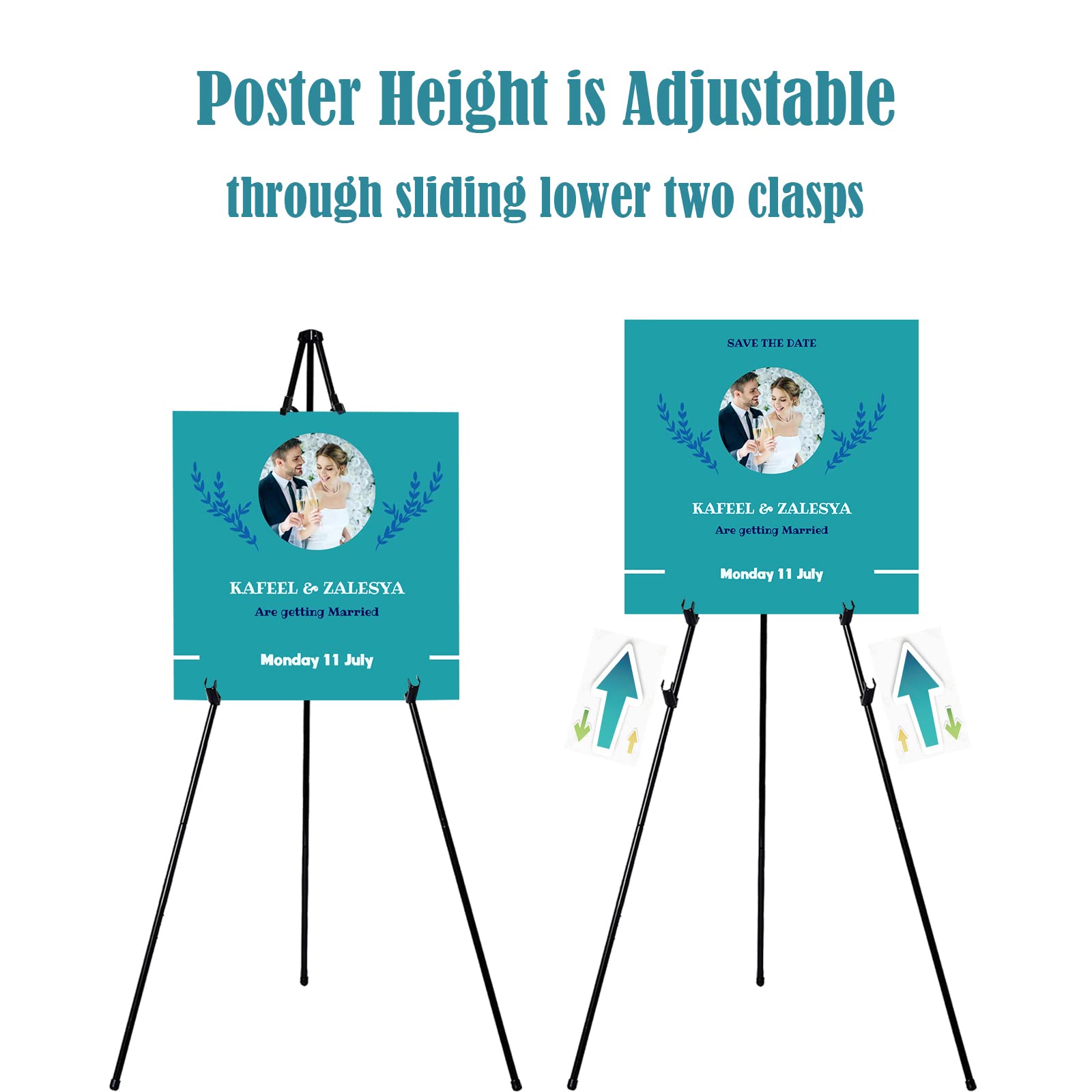 63" Instant Easels Stand for Wedding Sign Posters,Adjustable Metal Easels for Display Painting Canvas,Folding Tripod with Portable Bag by - WoodArtSupply