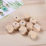 SUPVOX 100PCS Unpainted Faceted Geometric Wood Beads-12mm Natural Color Polygons Shape DIY Wooden Spacer Beads with Hole for Handmade Necklace SUPVOX