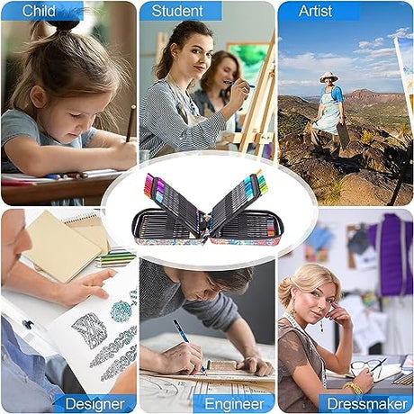 FINGERTIP STORY 72-Color Colored Pencils Set with Coloring Book, Eraser, and Sharpener - Perfect for Drawing and Coloring - Soft Oil-Based Cores FINGERTIP STORY
