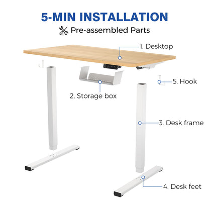 FLEXISPOT Standing Desk Quick Assembly Electric Sit Stand Desk with 40 x 24 Inches Whole-Piece Desktop Ergonomic Memory Controller Adjustable Height - WoodArtSupply