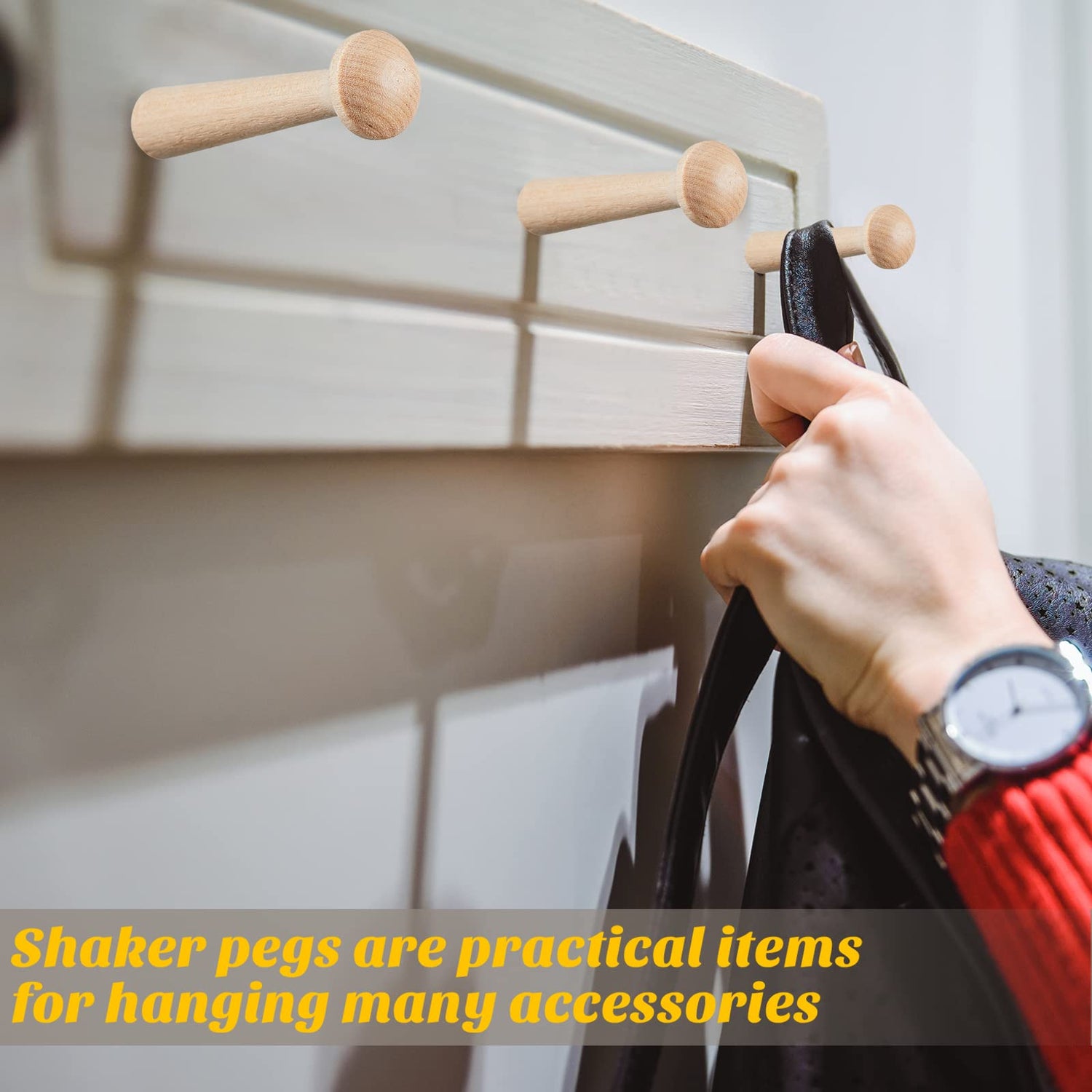 Jetec Wooden Shaker Peg Wood Screw-on Shaker Pegs 2.9 Inch Long Unfinished Wood Shaker Racks for Hanging Clothes Hats Towel and More DIY Paint Color Jetec