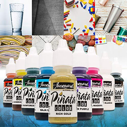 Jacquard Piñata Alcohol Ink Made in USA - Original Exciter Pack - 9 Colors - 1/2 Ounce Bottles - Bundled with Moshify Blending Pen - WoodArtSupply