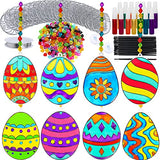 24 Sets Easter Egg Suncatcher Ornaments Decoration DIY Window Paint Art Stickers Craft Kit 8 Designs Easter Egg Suncatchers for Kids Classroom Easter Winlyn