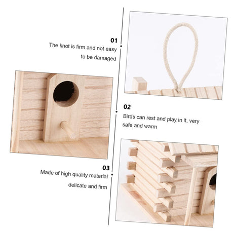 BESPORTBLE 2pcs Hanging Wooden Bird's Nest Wood Decor Wooden Decor Bird Feeders for Outdoors Parakeet Wooden Bird Nest Wood Trim Natural Bird Hut BESPORTBLE