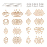 80pcs Natural Unfinished Wooden Earring Pendant 8 Styles Undyed Filigree Round Teardrop Blank Cutout Wood Dangle Earrings Kit with Jump Rings & Fish EEE ELECRELIVE