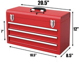 IRONMAX Portable Tool Box, Lockable Steel Tool Chest Cabinet w/ 3 Drawers & Top Tray, 3-Drawer Toolbox for Household, Warehouse, Repair Shop, Red Generic