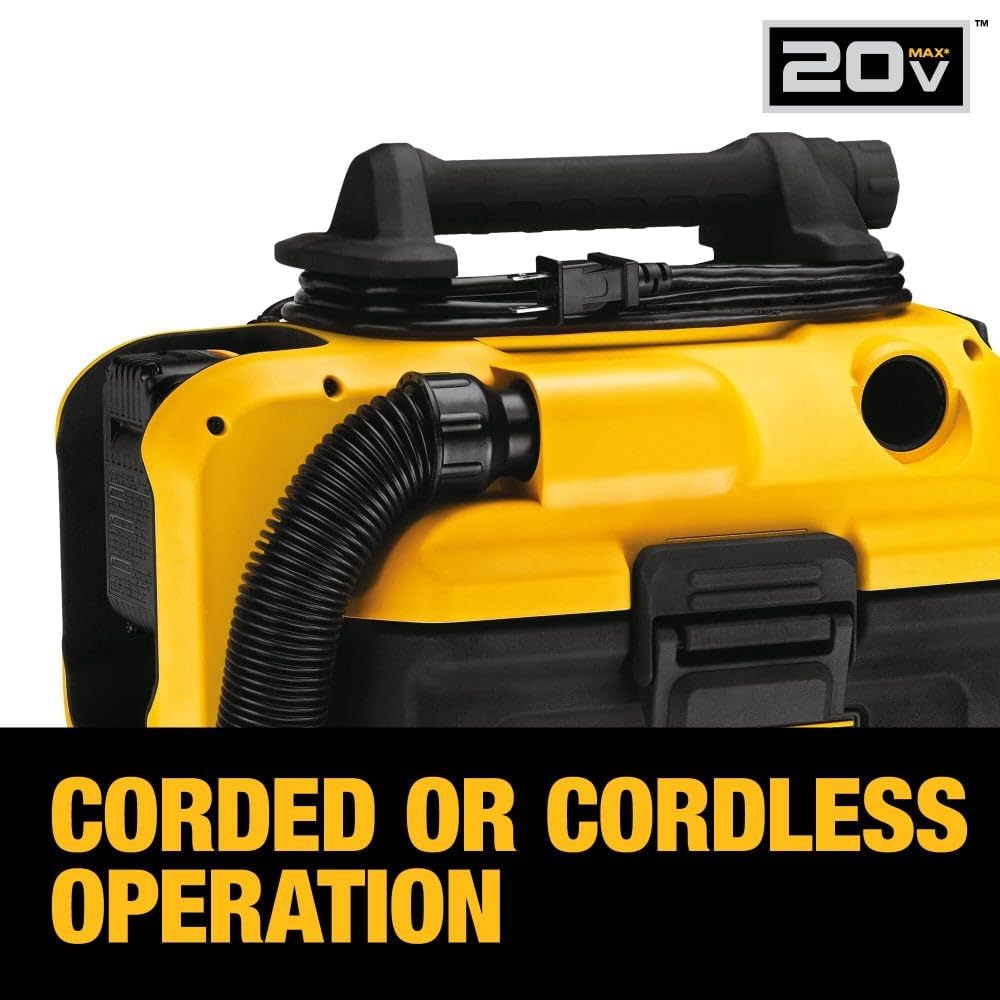 DEWALT 20V MAX Cordless Wet/Dry Vacuum, Compact Shop Vacuum, Tool Only (DCV581H),Black/ Yellow