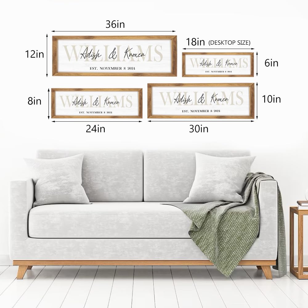 Wedding Gifts for Couples | Anniversary Gift | Engagement Gifts | Custom Wood Sign | Personalized Framed Wooden Family Name Sign for Home Decor Wall YATIE