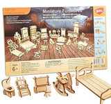 BOHS 34-Piece Dollhouse Furniture Set - Laser Cut Wooden 3D Puzzles - Miniature Doll House DIY Models and Accessories BOHS
