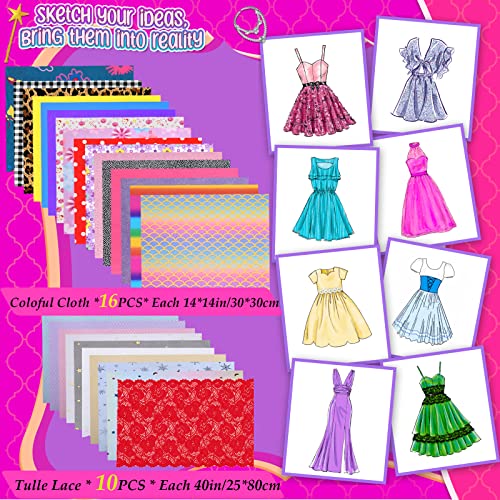 YEETIN Fashion Designer Kits for Girls Ages 6+, 600+Pcs Kids Sewing Kits,  Art