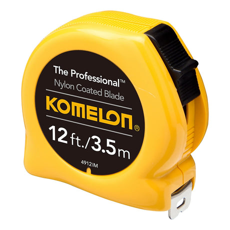 Komelon 4912 The Professional Nylon Coated Steel Blade Tape Measure 12-Feet by 5/8-Inch, Yellow Case Komelon