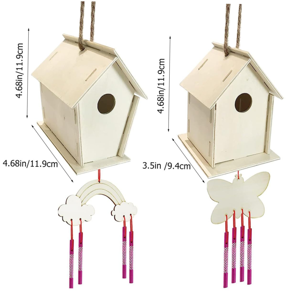 COHEALI 1 Set Lanyard Unfinished House Wind Chime Unfinished House kit Unfinished Arts Kits Kids Craft DIY Painting Bird House Bird House Wind Chime COHEALI