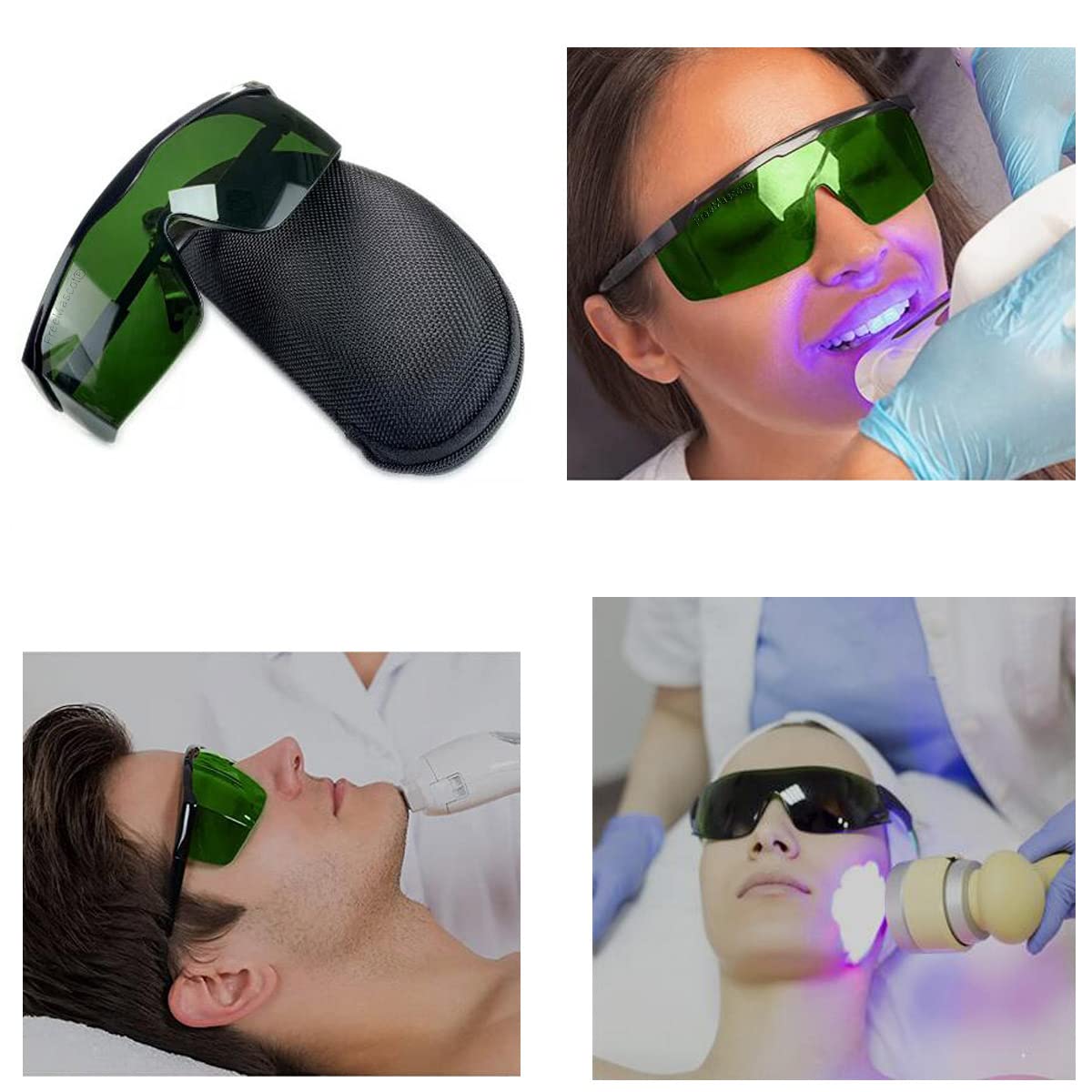 FreeMascot IPL 200nm-2000nm Laser Safety Glasses for Laser Hair Removal Treatment and Laser Cosmetology Operator Eye Protection with Case (Green) - WoodArtSupply