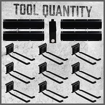 HORUSDY 64-Inch Heavy Duty Garage Organization Rack, 4 packs Rails and 9 Adjustable Hooks, Tool Organizer Rack with Heavy Double Hooks Tracks Max