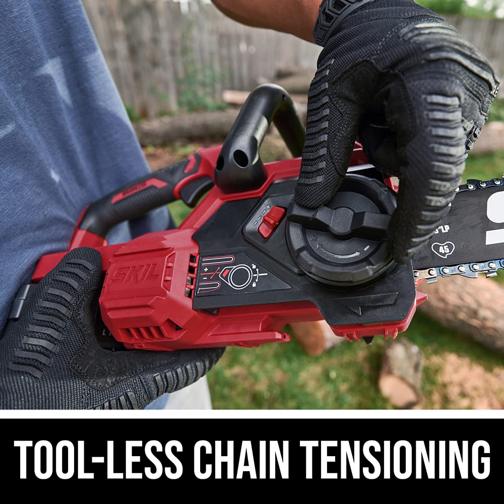 SKIL PWR CORE 20 Brushless 20V 12'' Handheld Lightweight Chainsaw Kit with Tool-free Chain Tension & Auto Lubrication, Includes 4.0Ah Battery and - WoodArtSupply