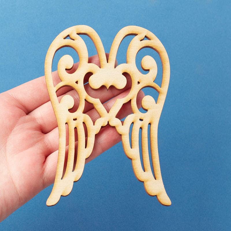 Pack of 24 Unfinished Wood Angel Wings Cutouts by Factory Direct Craft - Blank Angel Wing Wooden DIY Shapes for Christmas Holiday Crafts (3-1/4" x