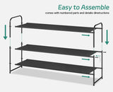 AOODA Long 3 Tier Shoe Rack for Closet Entryway, Stackable Wide Shoe Storage Organizer Holds 24 Pairs Shoe Rack Shelf for Bedroom, Floor, Garage, AOODA