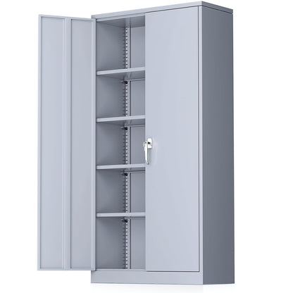Greenvelly Metal Storage Cabinet, 72" Locking Tool Steel Garage Cabinet with Doors and Adjustable Shelves, Utility Metal Filing Cabinet with Lock for
