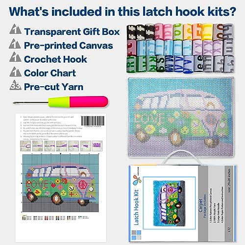 LAPATAIN Latch Hook Kits DIY Crochet Yarn Kits,Unicorn Carpet Embroidery Hook Rug Kit Needlework Sets Cushion for Kids or Adults Home Decor 20x15inch - WoodArtSupply