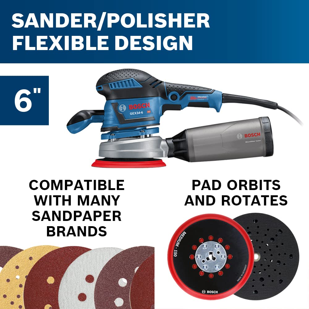 BOSCH GEX34-6N 6 In. Multi-Hole Random Orbit Sander/Polisher - WoodArtSupply