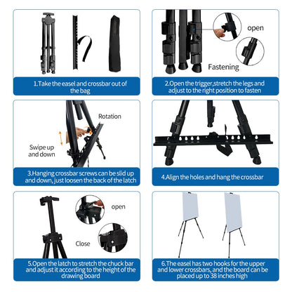RRFTOK Artist Easel Stand, Adjustable Easel for Painting Canvases Height from 17 to 66 Inch,Carry Bag for Table-Top/Floor Drawing and Didplaying - WoodArtSupply